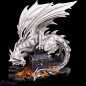 Mobile Preview: Weißer Drache "Dragon Treasure" bewacht Truhe